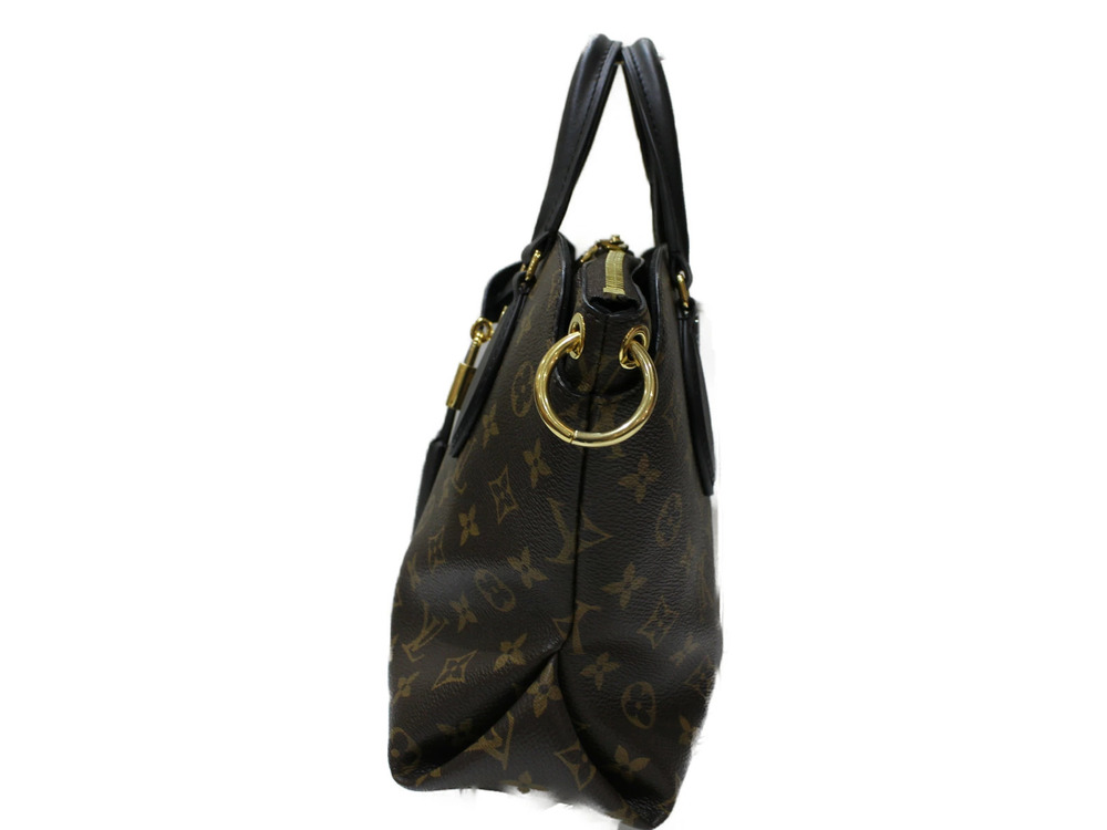 Louis Vuitton Tote Key 2way Flower Bag Black Shoulder Monogram Zipped Noir Black